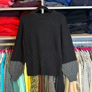 Crown & Ivy black and gray long balloon sleeve crew neck sweater size S​